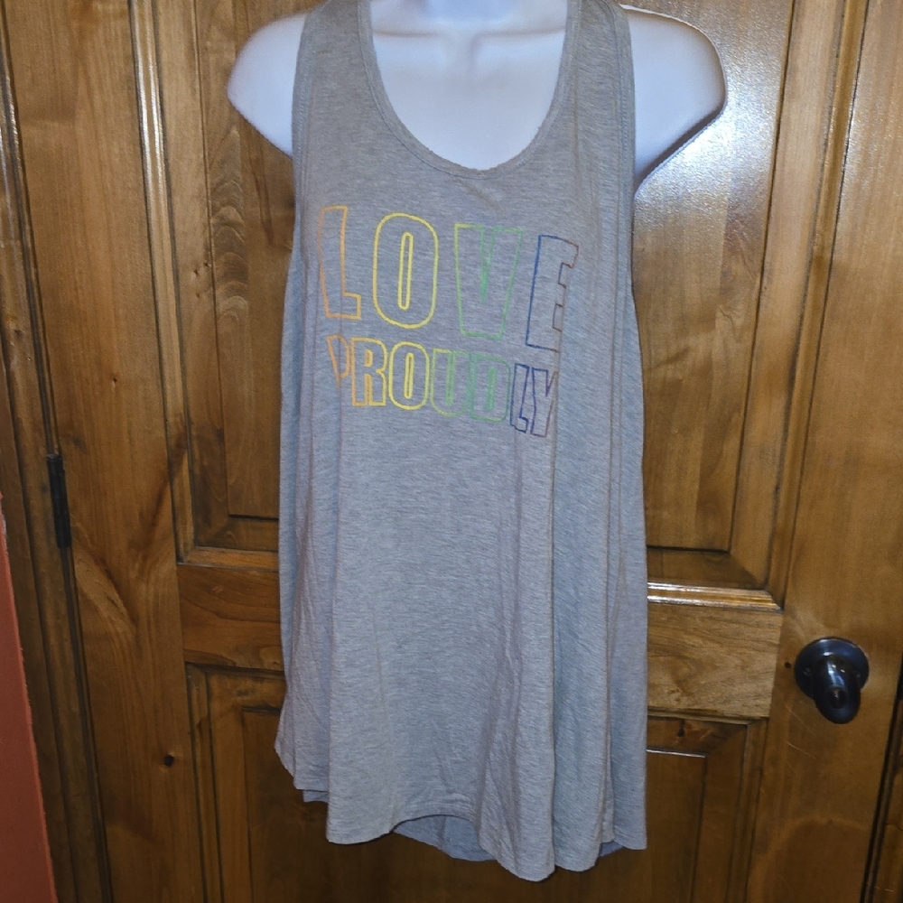Livi Active Gray Muscle Tee Tunic with Multicolor Print